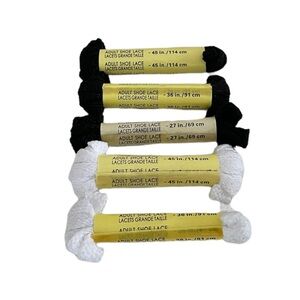 Bundle of 5 Pairs of Black and White Adult Thin Shoelaces